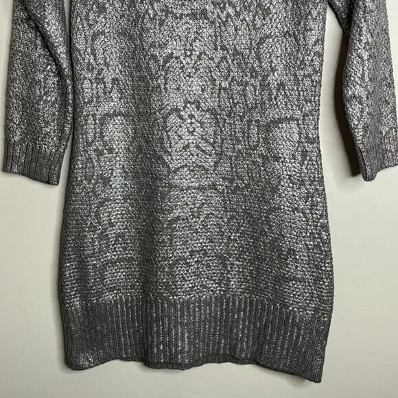 NWT INC International Concepts Size S Silver Metallic Long Tunic Sweater $90 - Picture 4 of 9